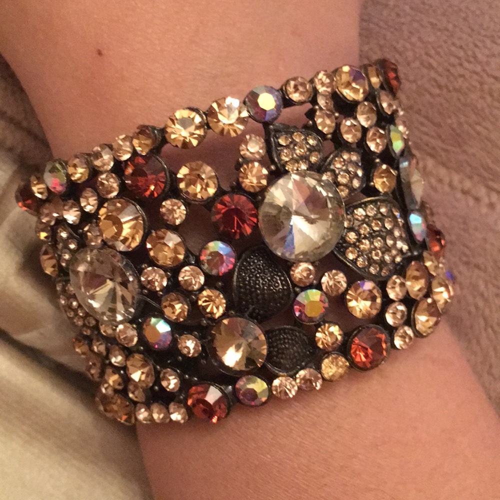 Brown Neutral Stoned Statement Cuff Bracelet - image 5